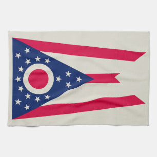 Paño De Cocina Bandera de Ohio: El cartel del estado de Buckeye