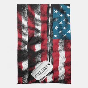 Paño De Cocina Bandera de perro de soldado militar personalizado