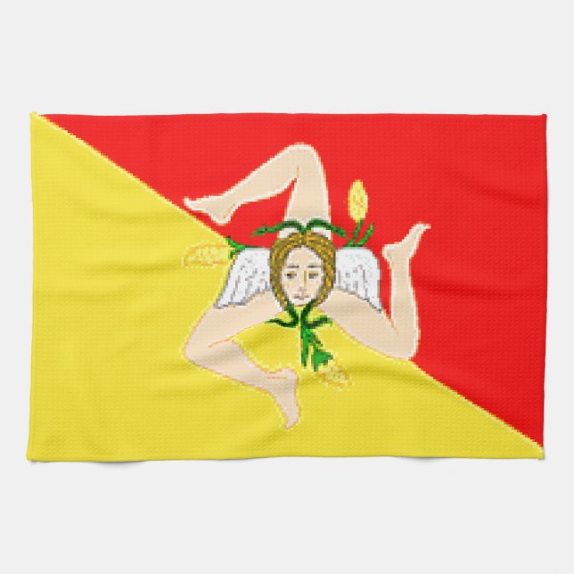 Paño De Cocina Bandera de Sicilia (Italia) (Horizontal)