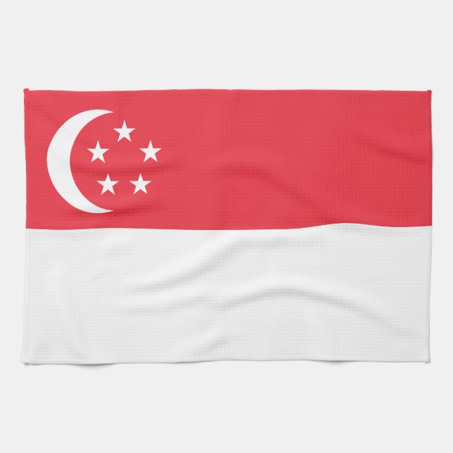Paño De Cocina Bandera de Singapur (Horizontal)