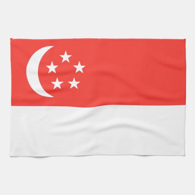 Paño De Cocina Bandera de Singapur (Horizontal)
