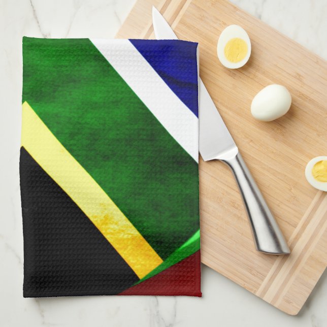 Paño De Cocina Bandera de Sudáfrica: Dinámico Swirl Motif (Doblado Cuarto)