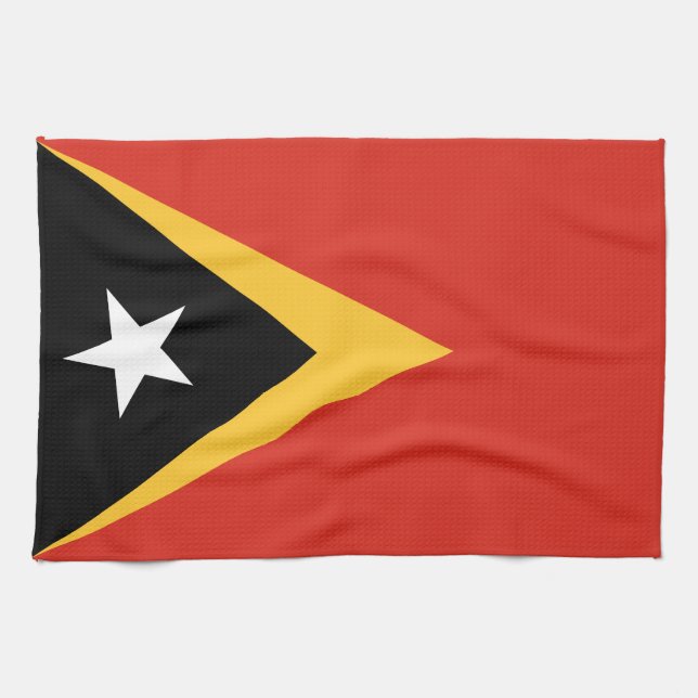 Paño De Cocina Bandera de Timor Oriental (Horizontal)