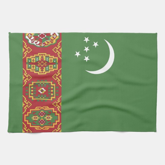 Paño De Cocina Bandera de Turkmenistán (Horizontal)