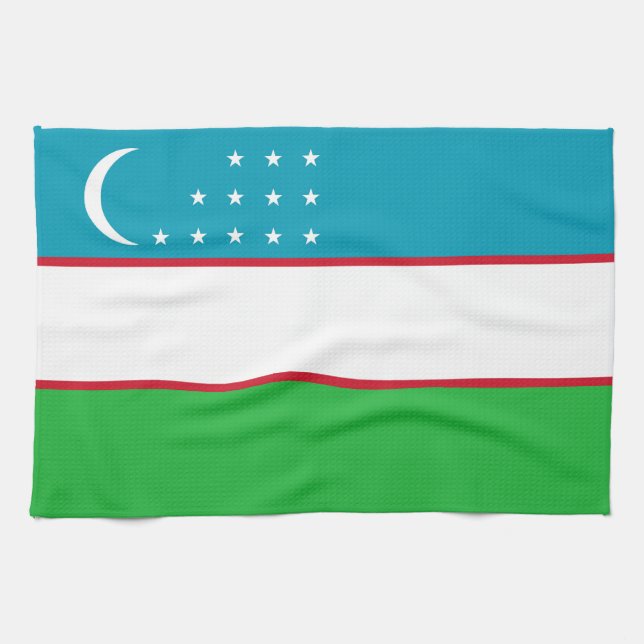 Paño De Cocina Bandera de Uzbekistán (Horizontal)