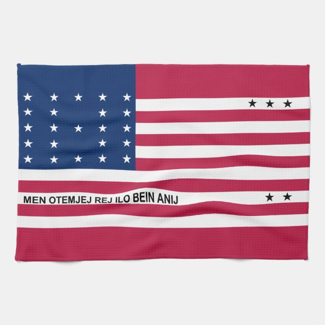 Paño De Cocina Bandera del atolón patriótico de Bikini (Horizontal)