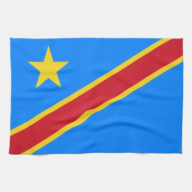 Paño De Cocina Bandera del Congo Kinshasa (Horizontal)