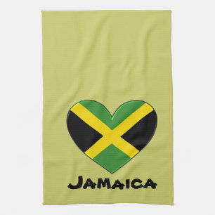 Paño De Cocina Bandera del Corazón de Jamaica