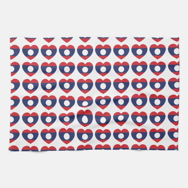 Paño De Cocina Bandera del Corazón de Laotia (Horizontal)