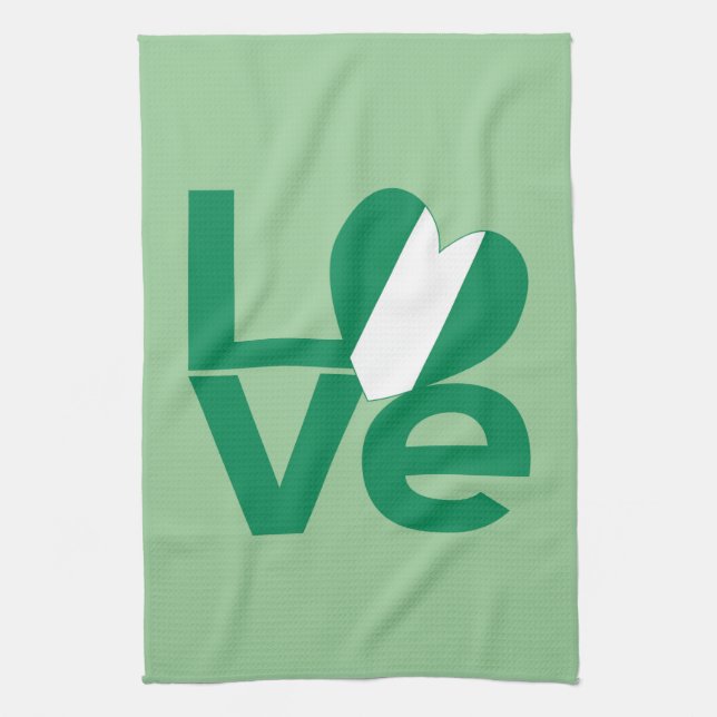 Paño De Cocina Bandera del corazón VERDE nigeriano LOVE  (Vertical)