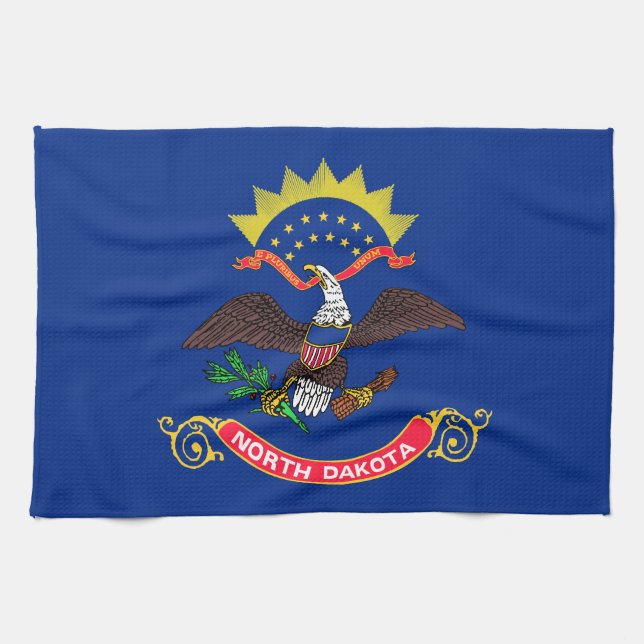 Paño De Cocina Bandera del Estado de Dakota del Norte (Horizontal)