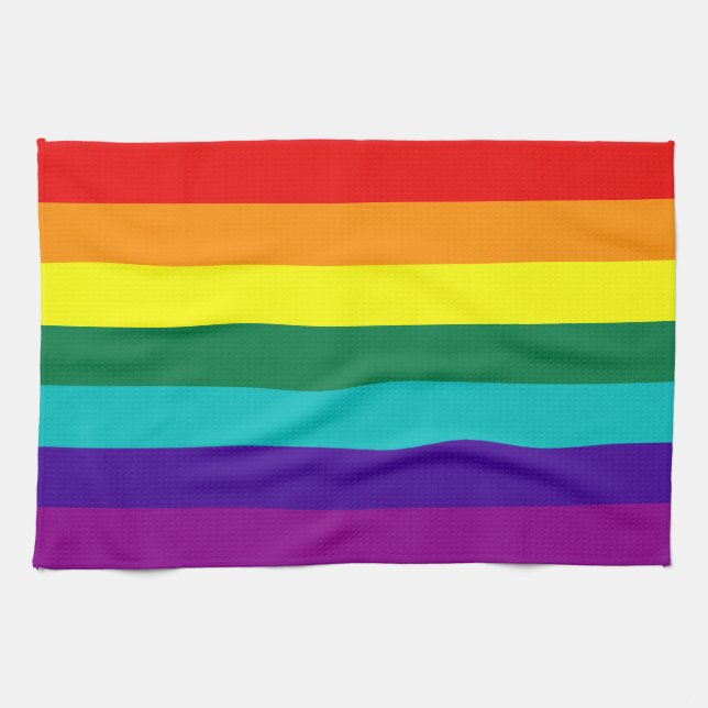 Paño De Cocina Bandera del Orgullo Arcoiris de 7 bandas (Horizontal)