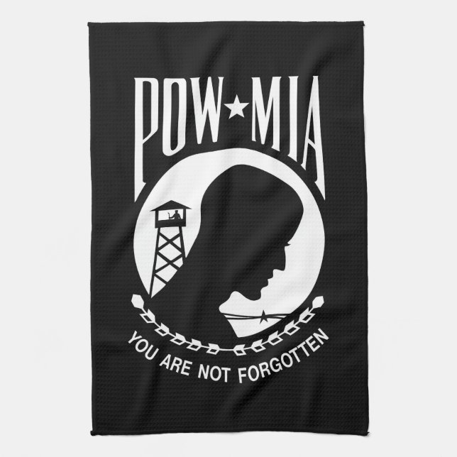 Paño De Cocina Bandera del POW MIA: Soldados desaparecidos en la  (Vertical)