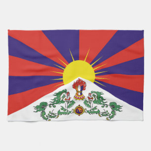 Paño De Cocina Bandera del Tíbet - Bandera del León de Nieve
