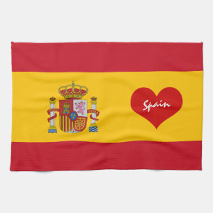 Paño De Cocina Bandera española con corazón rojo - Hinchas de c