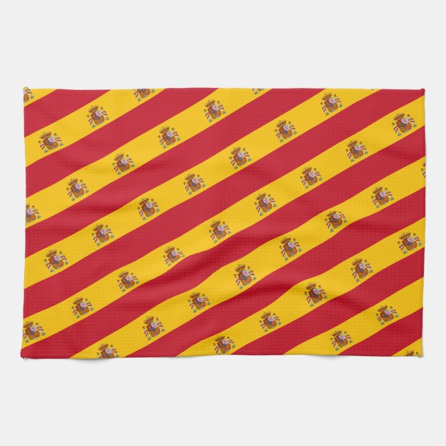 Paño De Cocina Bandera española con corazón rojo - Hinchas de coc (Horizontal)
