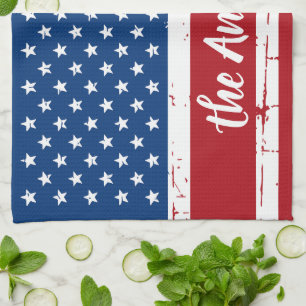 Paño De Cocina Bandera estadounidense con nombre personal de Patr