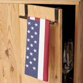 Paño De Cocina Bandera estadounidense de color blanco y azul
