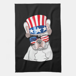 Paño De Cocina Bandera estadounidense del Bulldog francés 4 de ju