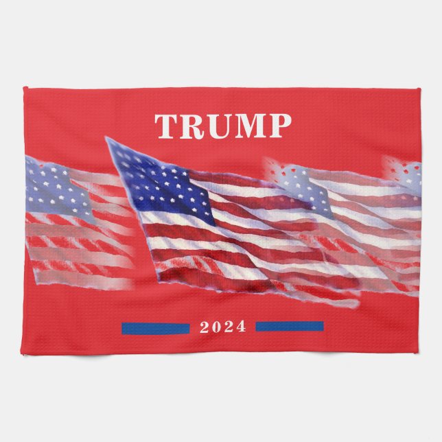 Paño De Cocina Bandera estadounidense Donald Trump 2024 (Horizontal)