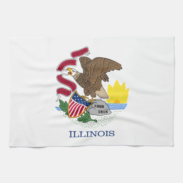 Paño De Cocina Bandera Estatal de Illinois (Horizontal)