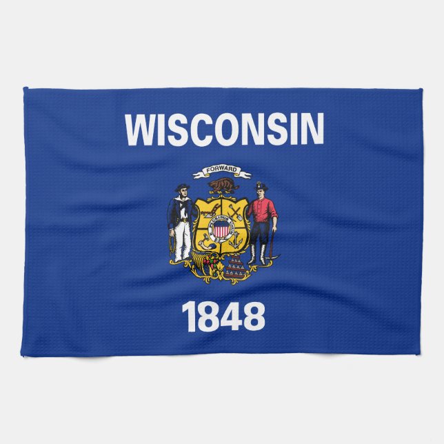 Paño De Cocina Bandera estatal de Wisconsin (Horizontal)