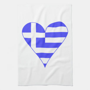 Paño De Cocina Bandera griega corazón funky
