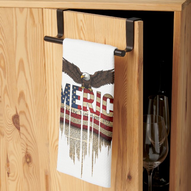 Paño De Cocina Bandera gruesa de Estados Unidos y águila (Pliegue de tercios)