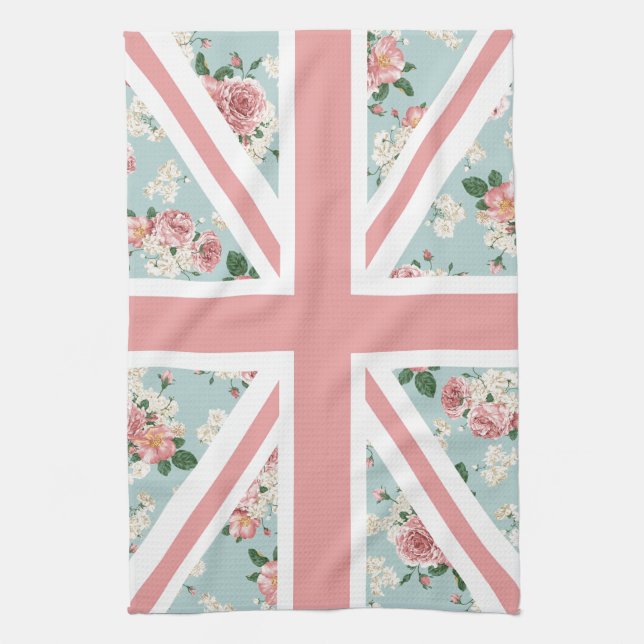 Paño De Cocina Bandera inglesa de Union Jack de los rosas (Vertical)