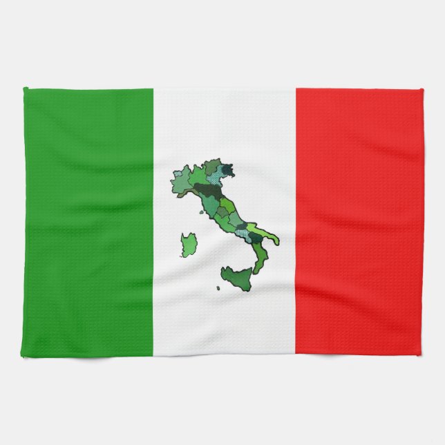 Paño De Cocina Bandera italiana con el mapa de Italia (Horizontal)