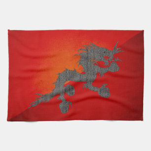Paño De Cocina Bandera monocromática de Bhután