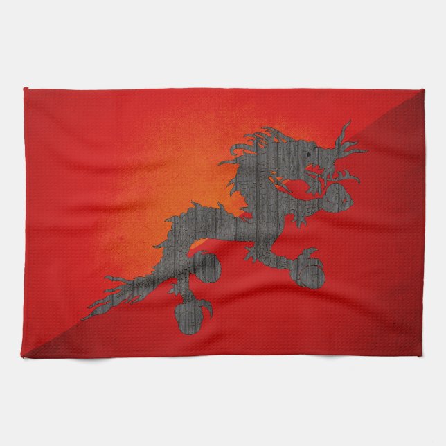 Paño De Cocina Bandera monocromática de Bhután (Horizontal)