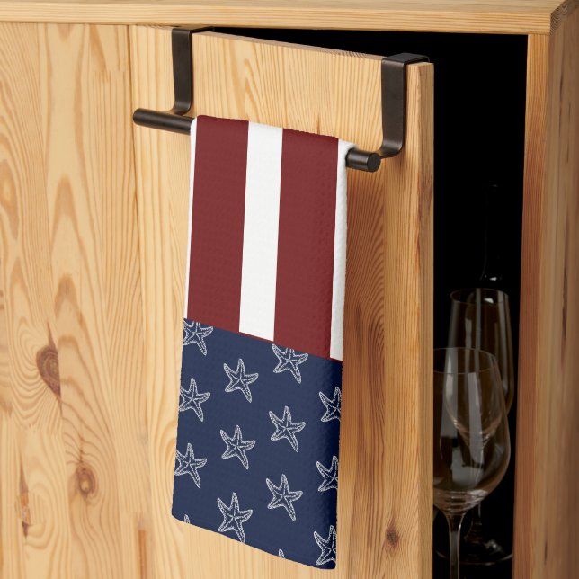 Paño De Cocina Bandera Náutica Americana Rojo Azul Blanco Starfis (Pliegue de tercios)