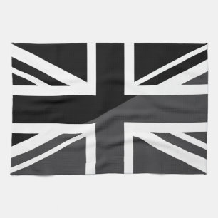 Paño De Cocina Bandera negra y gris de Union Jack Británicos