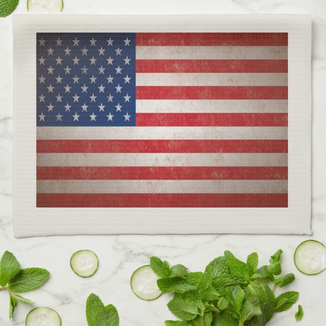 Paño De Cocina Bandera Patriótica Americana 50 estrellas (Doblado)