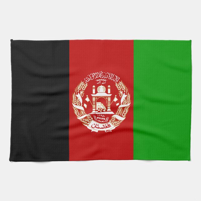 Paño De Cocina Bandera patriótica de Afganistán (Horizontal)