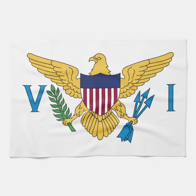 Paño De Cocina Bandera patriótica de las Islas Vírgenes Estadouni (Horizontal)