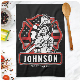 Paño De Cocina Bandera Patriótica del Departamento de Bomberos Pe