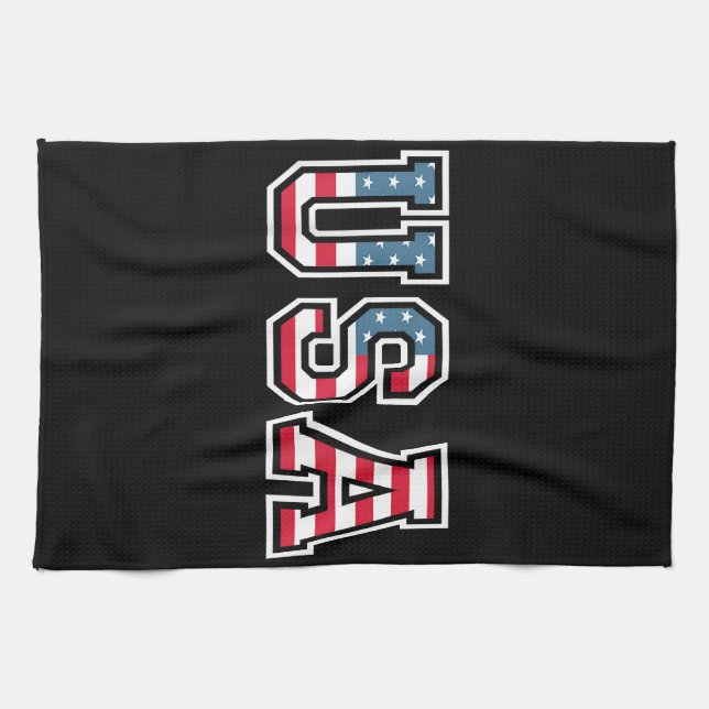 Paño De Cocina Bandera Patriótica Estadounidense Para Hombres Niñ (Horizontal)