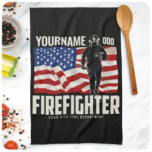 Paño De Cocina Bandera patriótica personalizada de rescate de bom