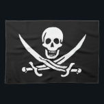 Paño De Cocina Bandera pirata<br><div class="desc">Bandera de Calico Jack Pirate. Una de las versiones más famosas de la bandera pirata diseñada por un famoso pirata llamado Calico Jack. Calavera blanca simple y huesos sobre fondo negro. Disponible en diferentes ideas y productos de regalo que usted puede personalizar fácilmente con su propio texto e imágenes.</div>