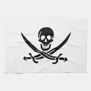 Paño De Cocina Bandera pirata calavera espadas cruzadas