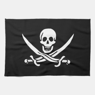 Paño De Cocina Bandera pirata calavera espadas cruzadas