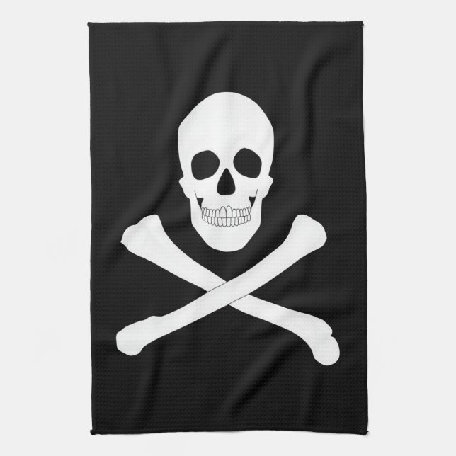 Paño De Cocina Bandera pirata (cráneo y cruz) (Jolly Roger) (Vertical)