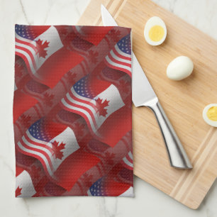 Paño De Cocina Bandera que agita Canadiense-Americana