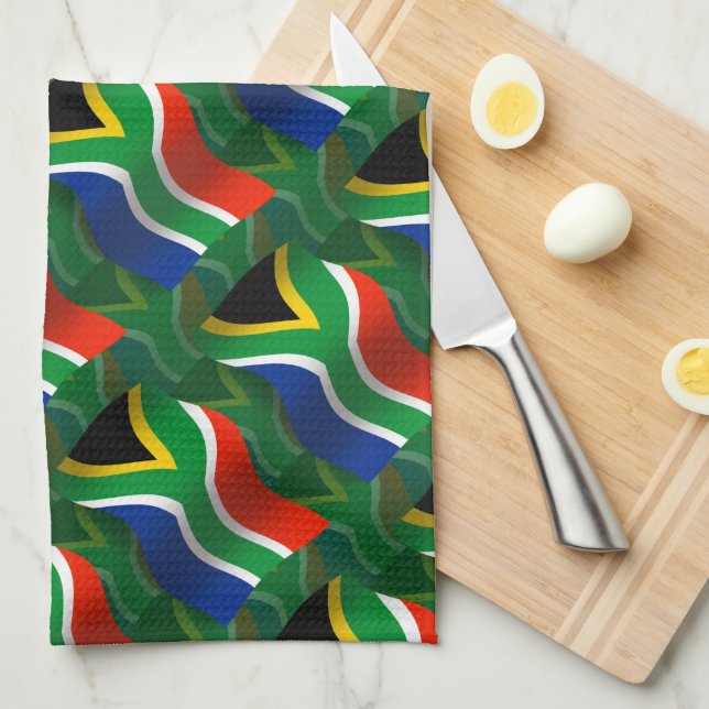 Paño De Cocina Bandera que agita de Suráfrica (Doblado Cuarto)