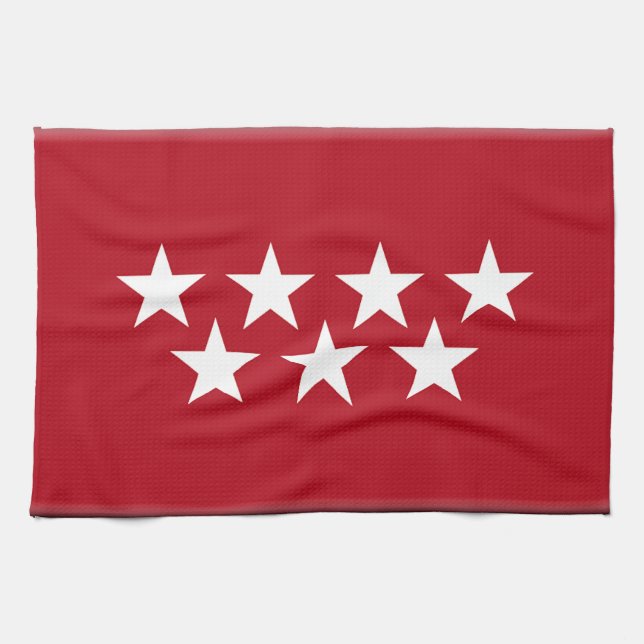 Paño De Cocina Bandera (regional) de Madrid España (Horizontal)