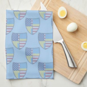 Paño De Cocina Bandera Sueco-Americana del escudo