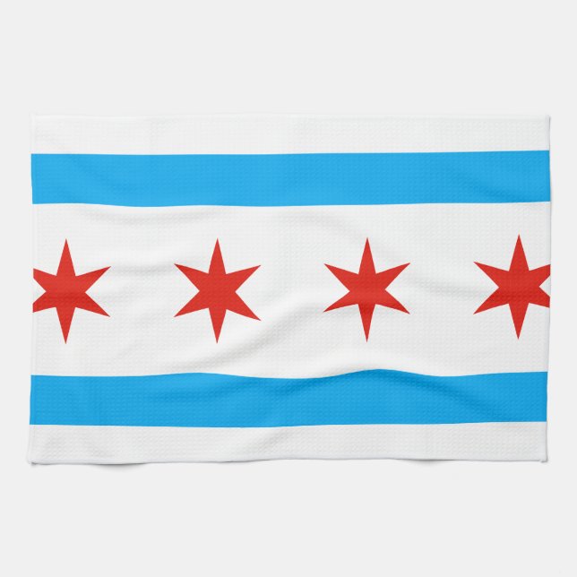 Paño De Cocina Bandera tradicional de Chicago (Horizontal)