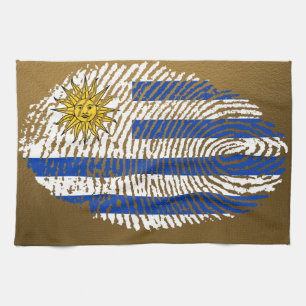 Paño De Cocina Bandera uruguaya de la huella dactilar del tacto